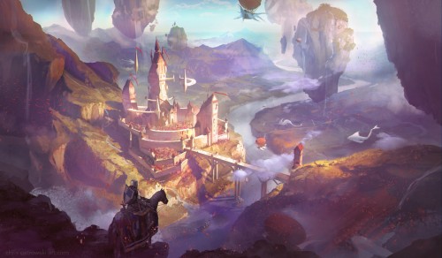 Konachan.com 227089 aircraft animal armor building chris ostrowski clouds horse landscape original s