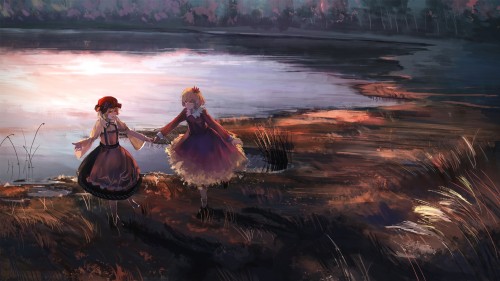 Konachan.com-2305632girlsaki_minorikoaki_shizuhablonde_hairdresshatnori_stak819orange_eyesorange_hairred_eyesshort_hairsockstouhouwatera00a0.jpg
