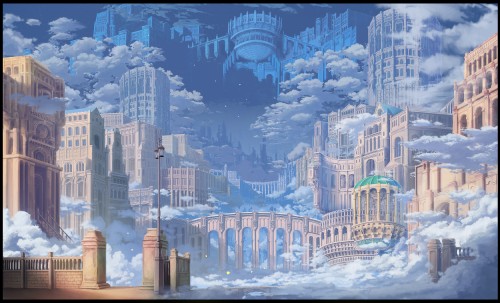 Konachan.com 230716 building city clouds nobody original scenic sky stars suna yosshii