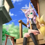 Konachan.com---123747-animal_ears-foxgirl-green_eyes-original-purple_hair-sakura_yuuya-skirt-stockings-tail22e939d52b3ebebb