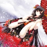 Konachan.com---131109-black_hair-blush-brown_eyes-flowers-japanese_clothes-kimono-long_hair-nishimata_aoi-original-scarf-snow-umbrella57e07b508cf249ea