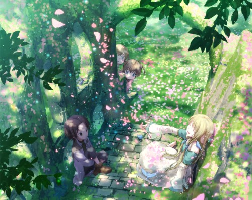 Konachan.com---132616-animal-bird-black_eyes-blue_eyes-blush-brown_hair-dontakku-dress-flowers-landscape-long_hair-original-petals-scenic-seifuku-short_hair-tree-twintailsb1b0c1d3ae5c7dd5.jpg