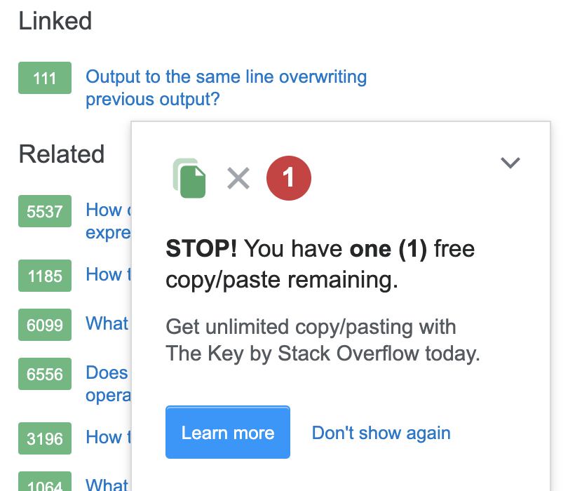 Stack Overflow上代码拷贝次数提醒